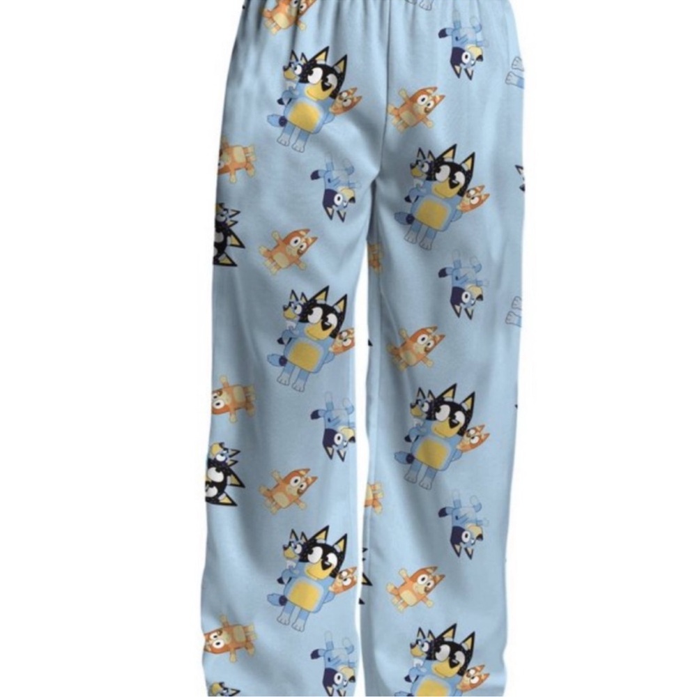 Men's Light Blue Cartoon Print Pajama Bottoms